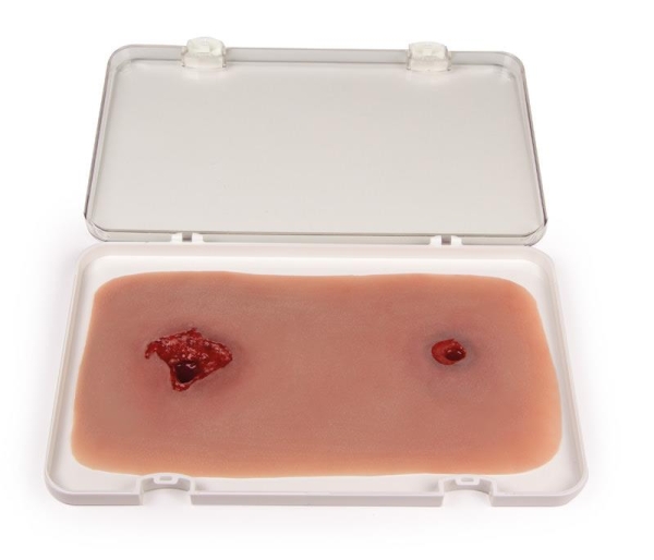 (NW105) Wound Moulage Bullet Hole, Leg with Bleeding Function